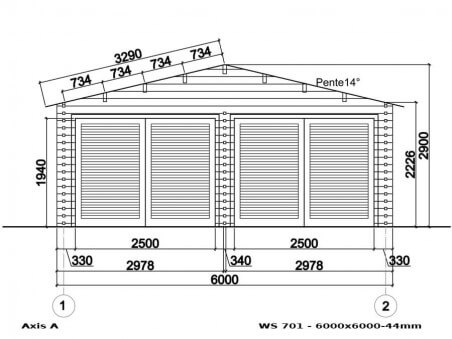 Garage en bois 36m² WS701 | WSN