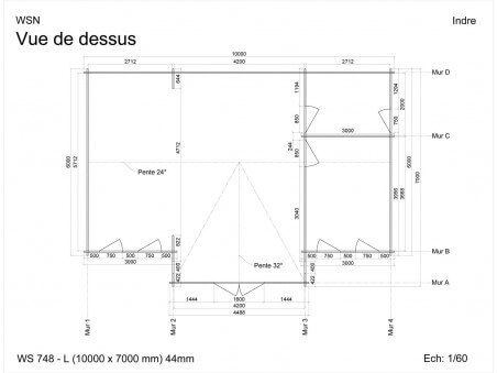 Chalet en bois Indre 70m2 WS748 par WSN