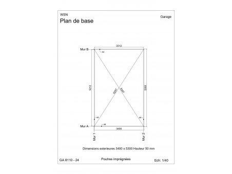 Garage en bois 19,8m² sans porte GA8010-24 par WSN