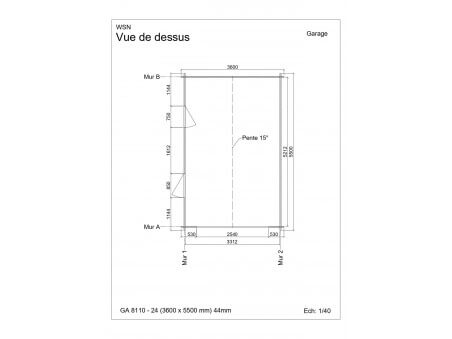 Garage en bois 19,8m² sans porte GA8010-24 par WSN