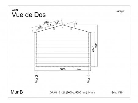 Garage en bois 19,8m² sans porte GA8010-24 par WSN