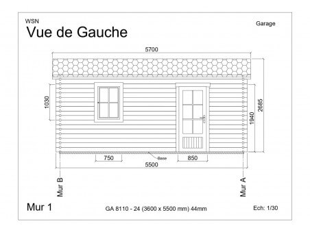 Garage en bois 19,8m² sans porte GA8010-24 par WSN