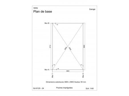 Garage 24m2 sans porte 4000x6000-passage 2400 | WSN