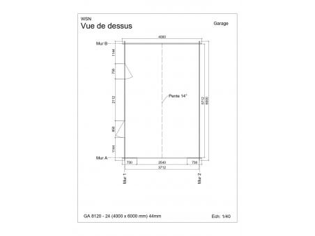 Garage 24m2 sans porte 4000x6000-passage 2400 | WSN