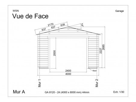 Garage 24m2 sans porte 4000x6000-passage 2400 | WSN