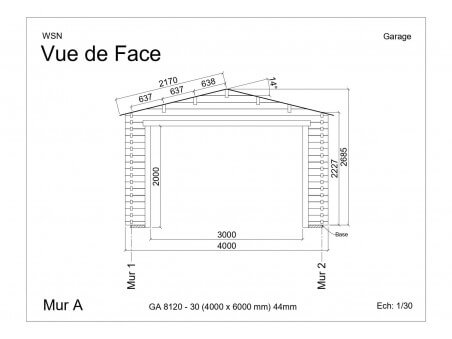 Garage 24m2 sans porte 4000x6000-passage 3000 | WSN