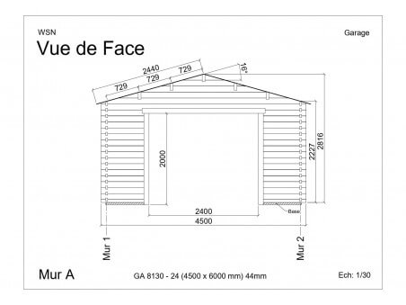 Garage 27m2 sans porte 4500x6000-passage 2400 | WSN