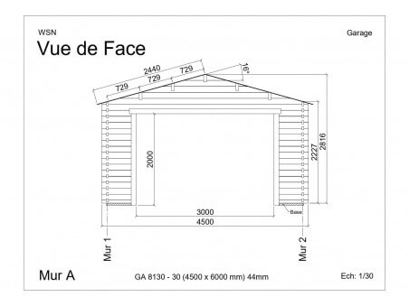 Garage 27m2 sans porte 4500x6000-passage 3000 | WSN