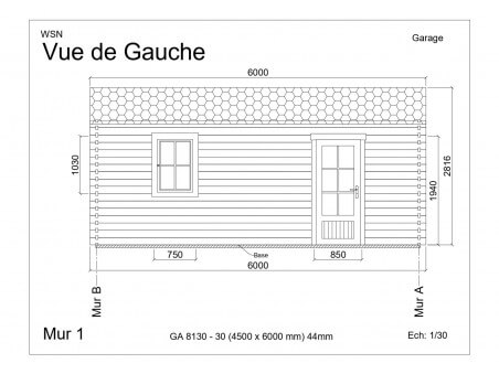 Garage 27m2 sans porte 4500x6000-passage 3000 | WSN