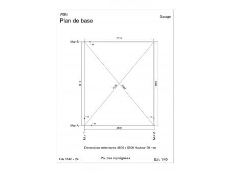 Garage 30m2 sans porte 5000x6000-passage 2400 | WSN