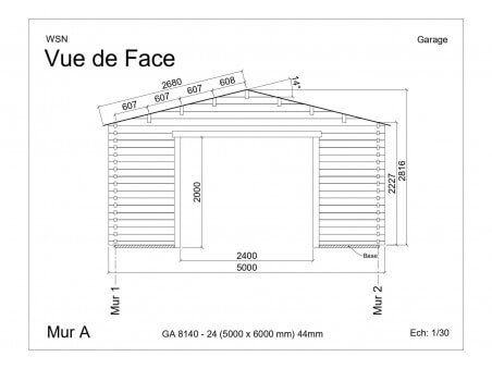 Garage 30m2 sans porte 5000x6000-passage 2400 | WSN