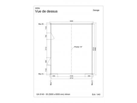 Garage 30m2 sans porte 5000x6000-passage 3000 | WSN
