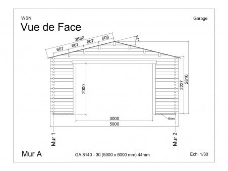 Garage 30m2 sans porte 5000x6000-passage 3000 | WSN