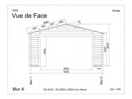 Garage 30m2 sans porte 5000x6000-passage 3500 | WSN