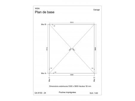 Garage 33m2 sans porte 5500x6000-passage 2400 | WSN