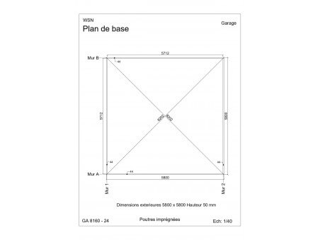 Garage 36m2 sans porte 6000x6000-passage 2400 | WSN