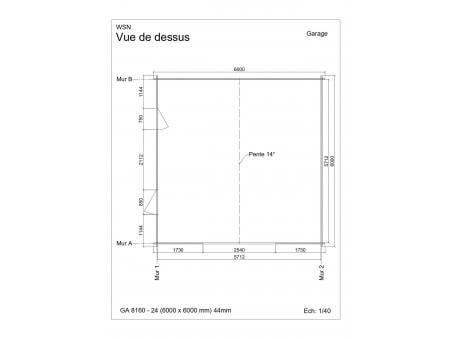 Garage 36m2 sans porte 6000x6000-passage 2400 | WSN