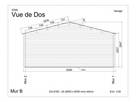 Garage 36m2 sans porte 6000x6000-passage 2400 | WSN