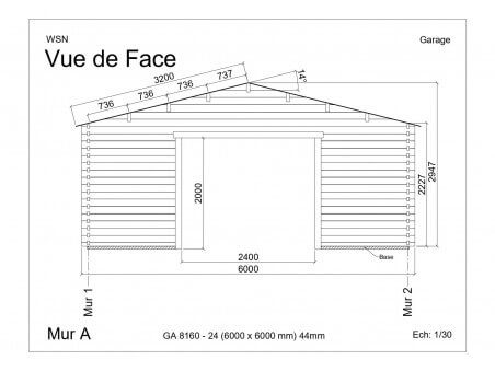 Garage 36m2 sans porte 6000x6000-passage 2400 | WSN