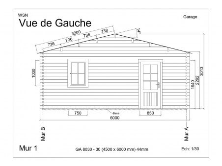 Garage 27m² Dim. 4500x6000-44 passage 3000x2000 | WSN