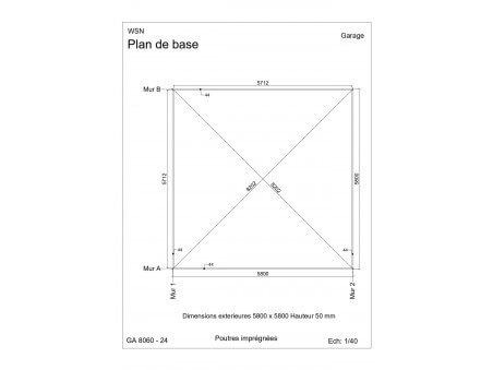 Garage 36m² Dim. 6000x6000-44 passage 2400x2000 | WSN