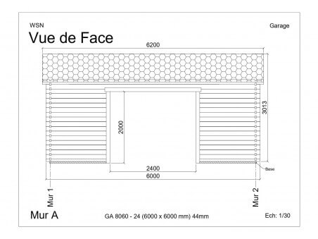 Garage 36m² Dim. 6000x6000-44 passage 2400x2000 | WSN