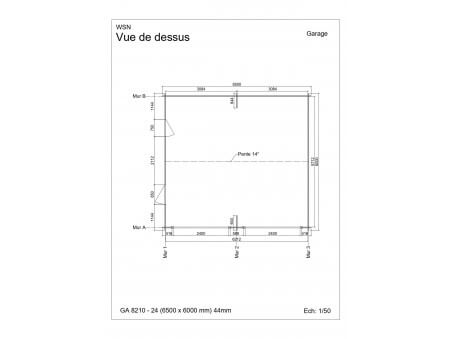 Garage 39m² Dim. 6500x6000-44 passages 2x 2400x2000 | WSN