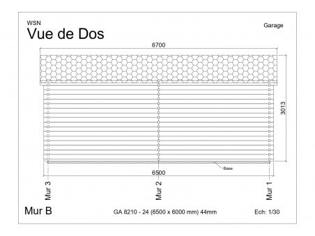 Garage 39m² Dim. 6500x6000-44 passages 2x 2400x2000 | WSN