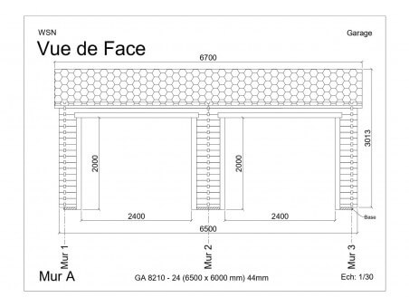 Garage 39m² Dim. 6500x6000-44 passages 2x 2400x2000 | WSN