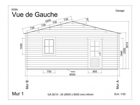 Garage 39m² Dim. 6500x6000-44 passages 2x 2400x2000 | WSN