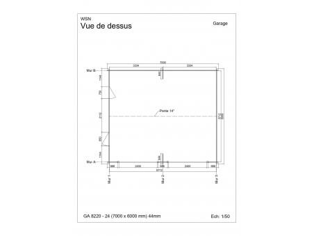 Garage 42m² Dim. 7000x6000-44 passages 2x 2400x2000 | WSN