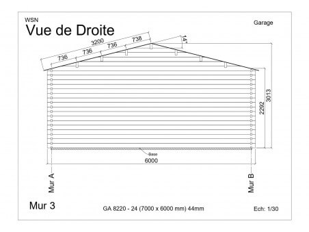 Garage 42m² Dim. 7000x6000-44 passages 2x 2400x2000 | WSN