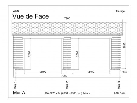 Garage 42m² Dim. 7000x6000-44 passages 2x 2400x2000 | WSN