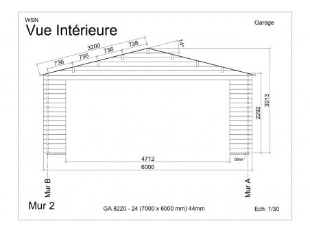 Garage 42m² Dim. 7000x6000-44 passages 2x 2400x2000 | WSN