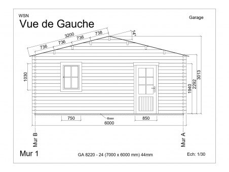 Garage 42m² Dim. 7000x6000-44 passages 2x 2400x2000 | WSN