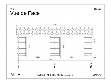 Garage 48m² Dim. 8000x6000-44 passages 2x 2400x2000 | WSN