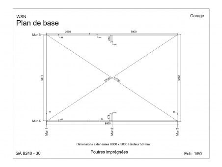 Garage 54m² Dim. 9000x6000-44 passages 2x 3000x2000 | WSN