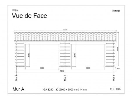 Garage 54m² Dim. 9000x6000-44 passages 2x 3000x2000 | WSN