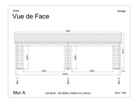 Garage 54m² Dim. 9000x6000-44 passages 2x 3500x2000 | WSN