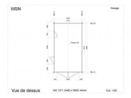 Garage en bois 19,72m² WS1371 par WSN