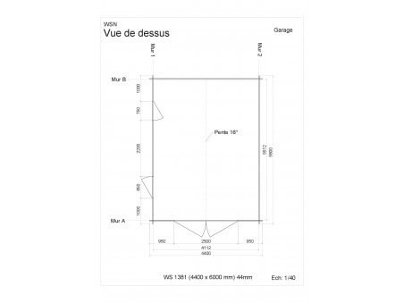 Garage en bois 25,52m² WS1381 apr WSN