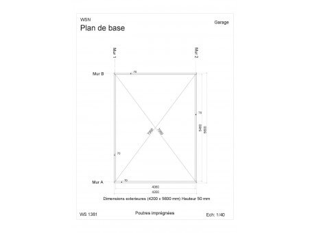 Garage en bois 25,52m² WS1381 apr WSN