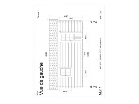 Garage en bois 25,52m² WS1381 apr WSN