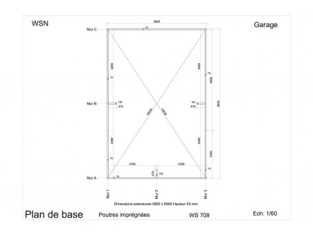 Garage en bois 54m² 2 portes WS 708 | WSN