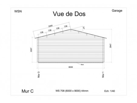 Garage en bois 54m² 2 portes WS 708 | WSN