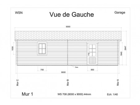 Garage en bois 54m² 2 portes WS 708 | WSN