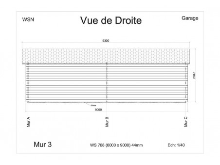 Garage en bois 54m² 2 portes WS 708 | WSN