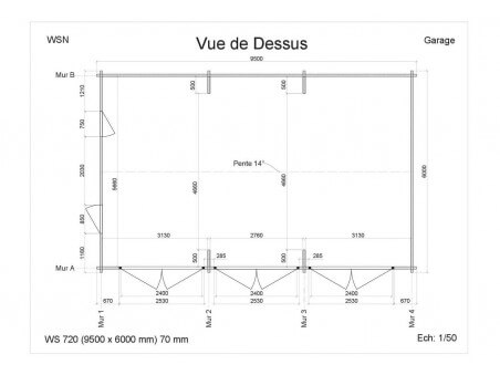 Garage 57m² (9500X6000-70mm) | WSN