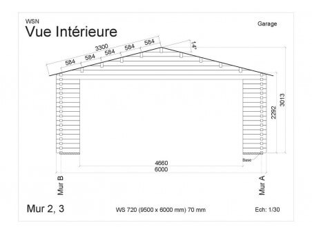 Garage 57m² (9500X6000-70mm) | WSN