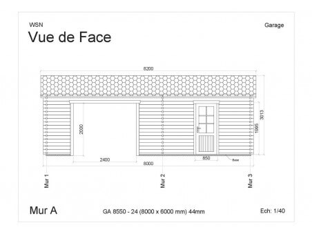 Garage 48m² Dim. 8000x6000-44mm  passage 2400 | WSN